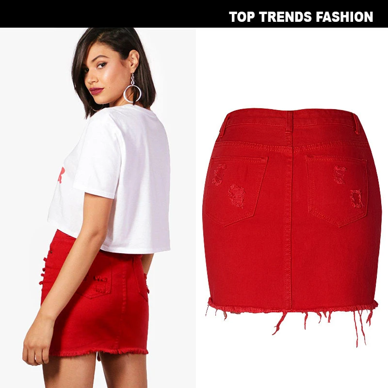 2021 Fashion sexy high waist jeans bag hip denim skirt women large size irregular hole new ice cream color mini skirt red B018
2021 Fashion sexy high waist jeans bag hip denim skirt women large size irregular hole new ice cream color mini skirt red B018