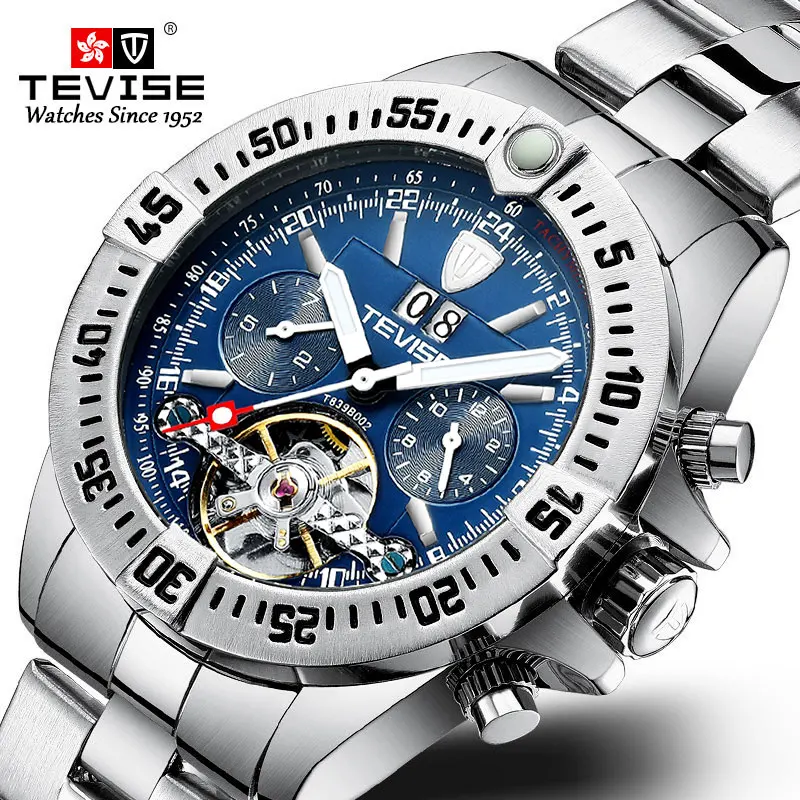 Модные эксклюзивные механические часы Tourbillon Автоматический календарь Мужские