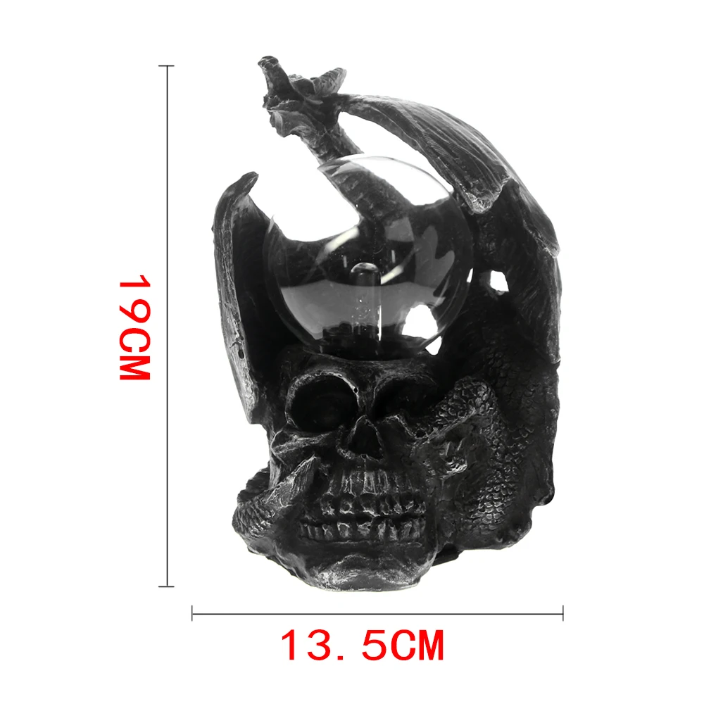 Magic Lightning Skull Figurine Dragon Mysticism Gothic Dragon On A Skull Head Statue With Electric Glass Plasma Ball
Magic Lightning Skull Figurine Dragon Mysticism Gothic Dragon On A Skull Head Statue With Electric Glass Plasma Ball
