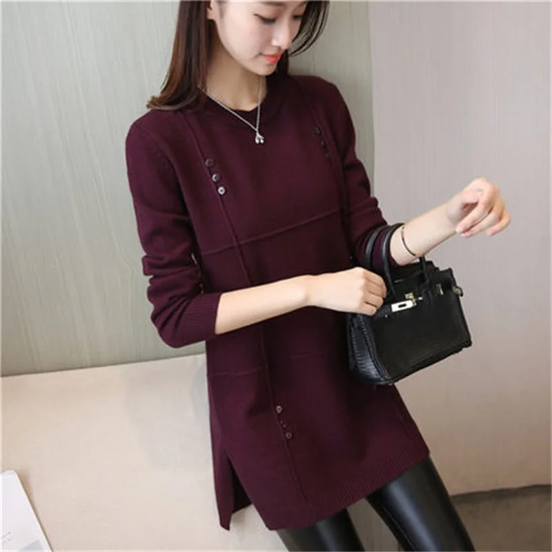 Women dress Hitz Girls long section of outer wear loose pullover female Korean wild long-sleeved knit shirt
Women dress Hitz Girls long section of outer wear loose pullover female Korean wild long-sleeved knit shirt