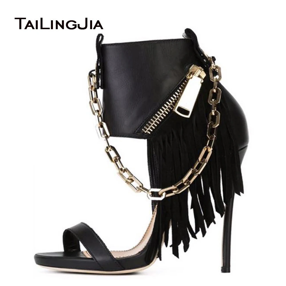 Black Open Toe High Heel Sandals with Gold Chain Women Sexy Fringe Heels Ladies Heeled Summer Ankle Boots Prom Party Shoes 2019
Black Open Toe High Heel Sandals with Gold Chain Women Sexy Fringe Heels Ladies Heeled Summer Ankle Boots Prom Party Shoes 2019