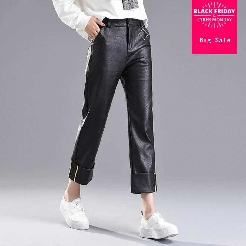 2020 winter pu leather pants with pocket female Ankle-Length was thin high waist leisure pu leather Straight pants wj1457
2020 winter pu leather pants with pocket female Ankle-Length was thin high waist leisure pu leather Straight pants wj1457