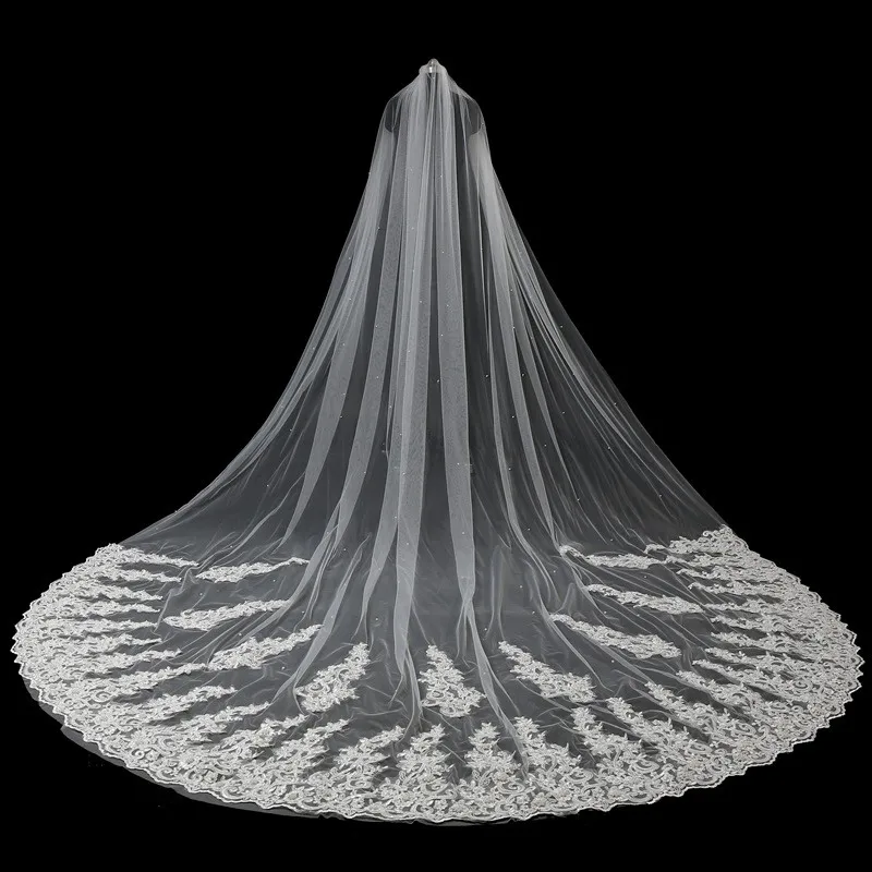 JaneVini 5 Meter Veil Ivory Wedding Veils with Comb Pearls Lace Appliques Edge One Layer Cathedral Flength Wedding Accessories
JaneVini 5 Meter Veil Ivory Wedding Veils with Comb Pearls Lace Appliques Edge One Layer Cathedral Flength Wedding Accessories