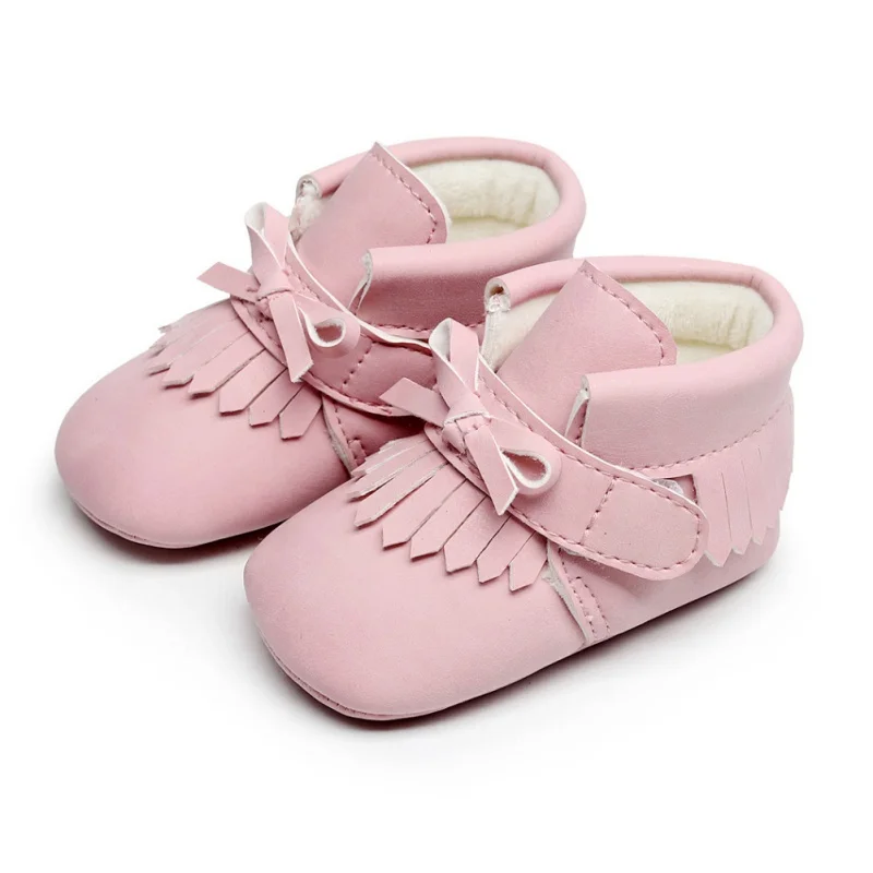 Newborn Baby Boy Girl PU Suede Leather Soft Shoes Baby Soft Soled Non-slip Crib Lace-up baby shoe