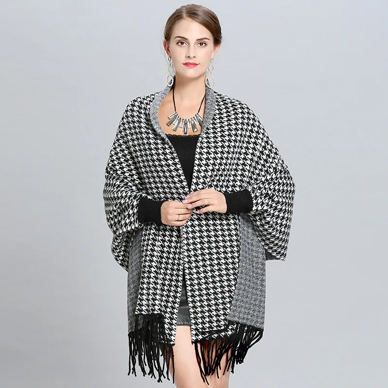 2018 Lady Knitted Birds Plaid Otter Velvet Cardigans Thick Poncho Houndstooth Autumn Winter Shawl Casual Wrap Open Stitch Cloak
2018 Lady Knitted Birds Plaid Otter Velvet Cardigans Thick Poncho Houndstooth Autumn Winter Shawl Casual Wrap Open Stitch Cloak