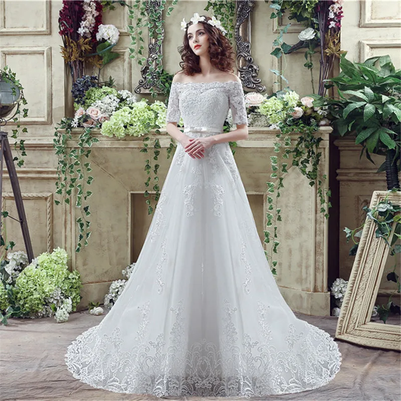 В наличии кружева свадебное платье с открытыми плечами Vestido De Noiva Аппликация Sash Лук Половина рукава халат de mariée Vestido de Casamento
В наличии кружева свадебное платье с открытыми плечами Vestido De Noiva Аппликация Sash Лук Половина рукава халат de mariée Vestido de Casamento