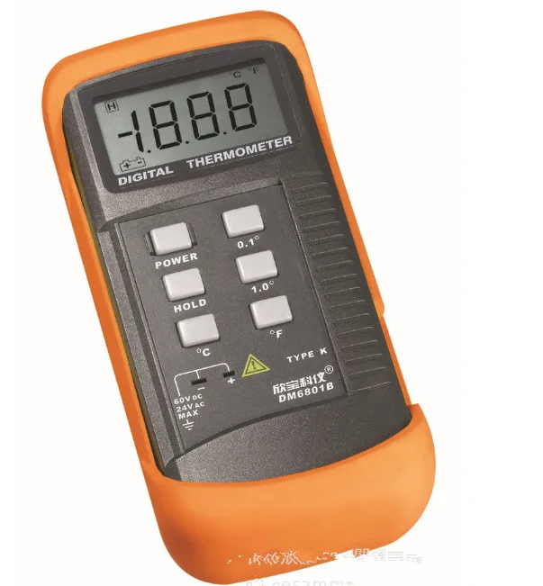 Digital Thermometer with K-Type Thermocouple Sensors DM6801B / Data-Hold Function, Overload Display Alert
Digital Thermometer with K-Type Thermocouple Sensors DM6801B / Data-Hold Function, Overload Display Alert
