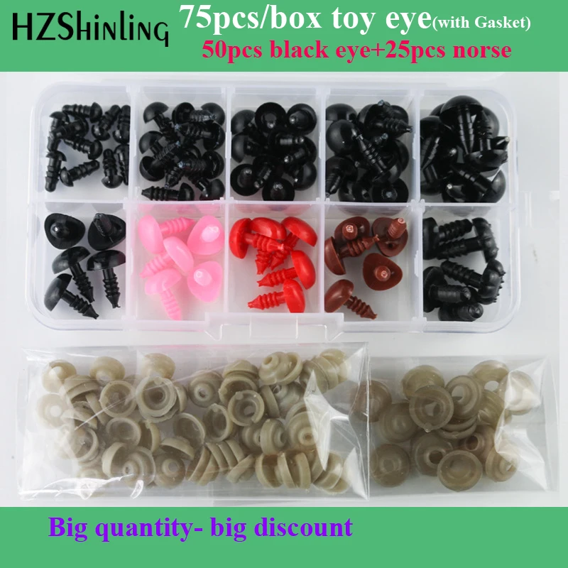 Wool Felt Accessory Boxed DIY Black Bean Safety Eye Colour Nose Plush Toy Eye Nose 50 Eyes + 25 Nose with Gasket
Wool Felt Accessory Boxed DIY Black Bean Safety Eye Colour Nose Plush Toy Eye Nose 50 Eyes + 25 Nose with Gasket