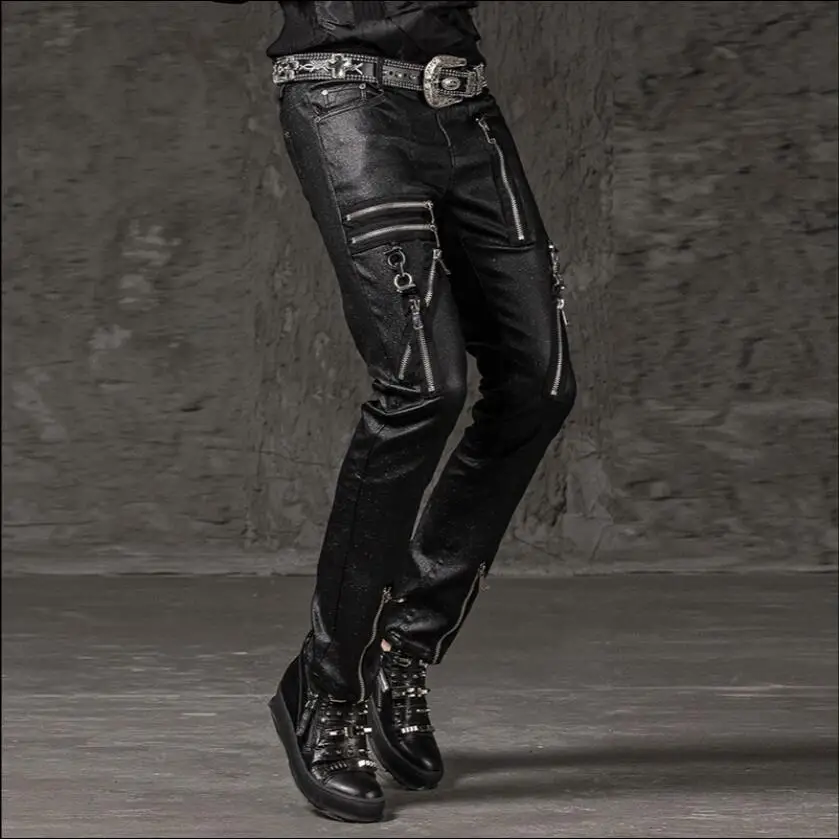 Tide Men's Casual Zipper Pants Slim Trousers Glossy Fabric Four-faced Elastic Men's Trousers High Stretch Singer Punk Pants
Tide Men's Casual Zipper Pants Slim Trousers Glossy Fabric Four-faced Elastic Men's Trousers High Stretch Singer Punk Pants