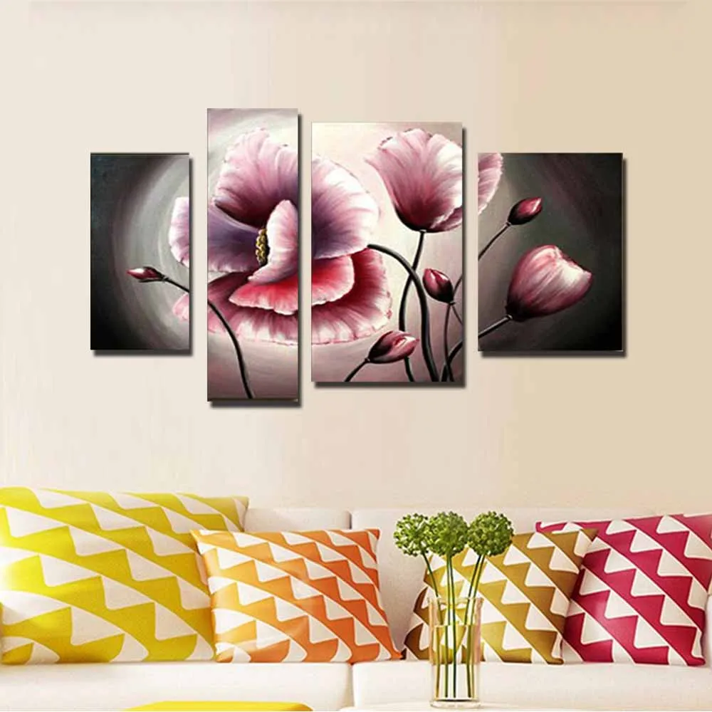 Modern Flower Art Hand Painted Four Panels Pink Flower Canvas Oil Painting Flower Picture Living Room Bedroom Home Wall Decor
Modern Flower Art Hand Painted Four Panels Pink Flower Canvas Oil Painting Flower Picture Living Room Bedroom Home Wall Decor