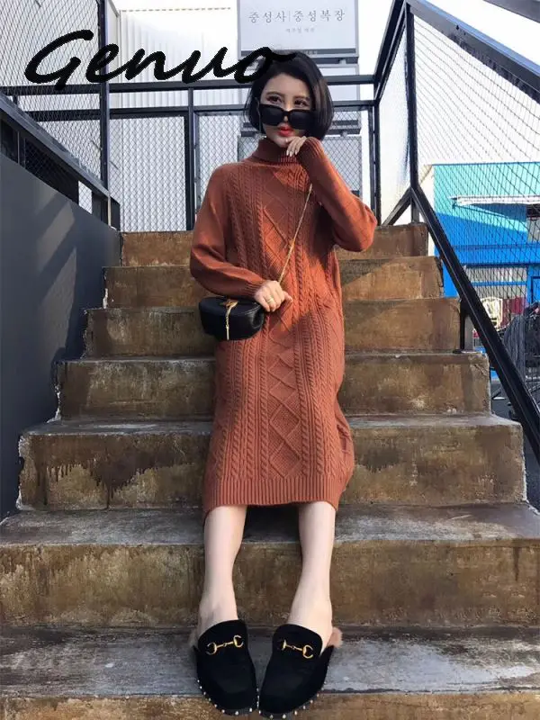 Genuo Long sleeve V-neck loose midi sleevelee Sweater dress women Autumn Winter Thick dress Female Jumper elegant knitted dress
Genuo Long sleeve V-neck loose midi sleevelee Sweater dress women Autumn Winter Thick dress Female Jumper elegant knitted dress