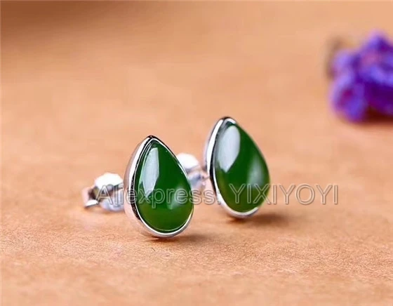 Beautiful 925 Sterling Silver Green HeTian Jade Beads Inlay Water Dropping Lucky Ear Stud Earrings Girl's Gift Fine Jewelry
Beautiful 925 Sterling Silver Green HeTian Jade Beads Inlay Water Dropping Lucky Ear Stud Earrings Girl's Gift Fine Jewelry