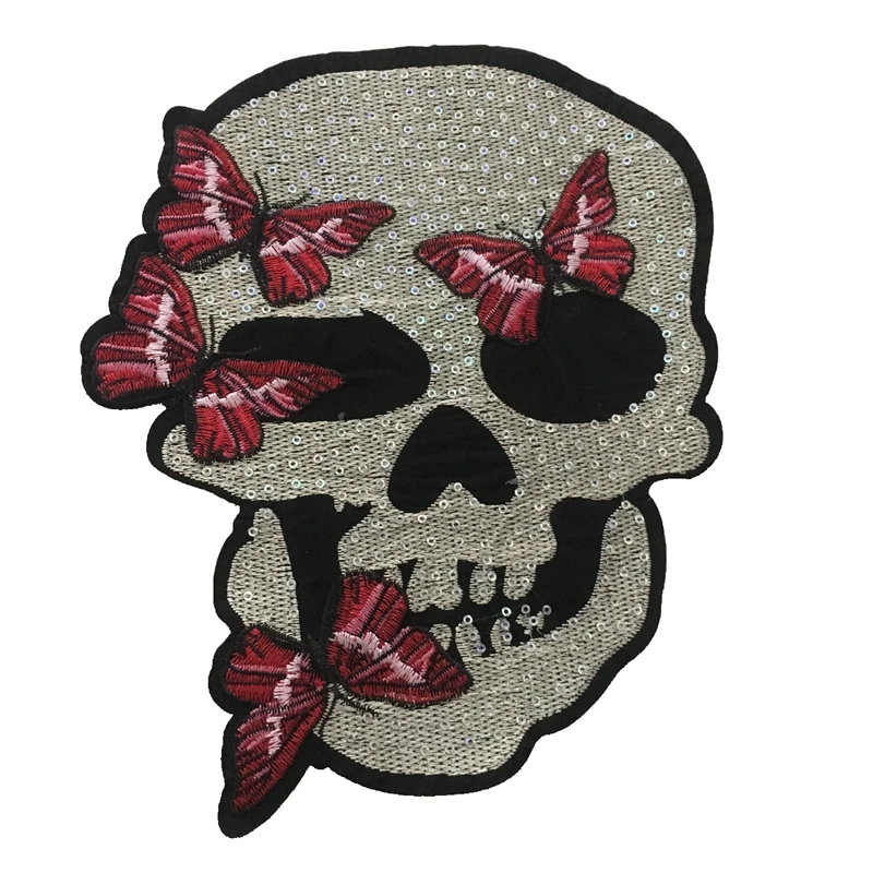 Large Butterflies with Skull Embroidered Iron on Patches for Clothes Skeleton Head Sequined Embroidery Applique DIY Sewing 1PC
Large Butterflies with Skull Embroidered Iron on Patches for Clothes Skeleton Head Sequined Embroidery Applique DIY Sewing 1PC