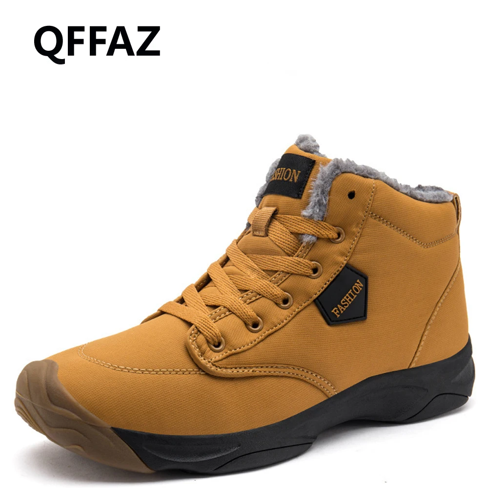 QFFAZ/Новые мужские ботинки Зимние теплые плюшевые обувь из ткани Оксфорд Модные