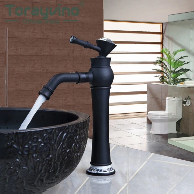 

Bathroom Basin Faucets Oil Rubbed Bronze Single Handle Swivel Wash Sink Mixer Vessel Vanity Torneira Faucet Tap Black