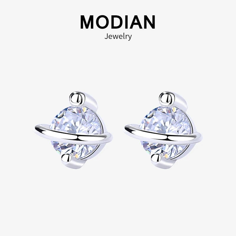 Modian крошечный гвоздик уха для девочек Настоящее 925 Серебро Круглый планета