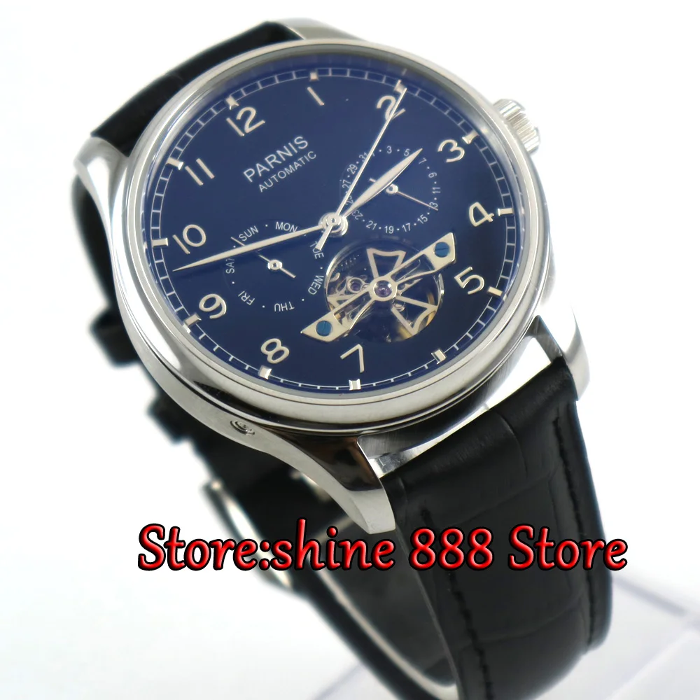43mm Parnis watch power reserve black dial date black strap Automatic Self-Wind Men's watch
43mm Parnis watch power reserve black dial date black strap Automatic Self-Wind Men's watch