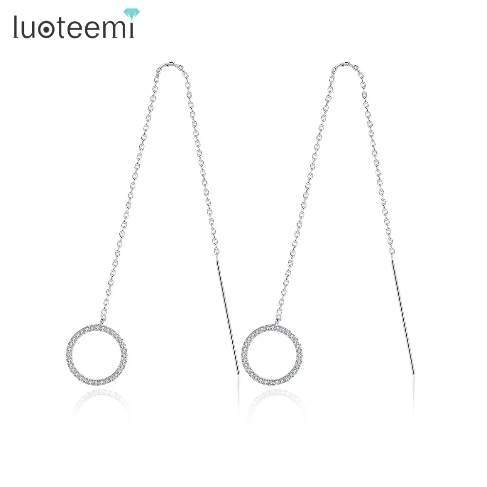 LUOTEEMI Elegant Style Long Chain Drop Earrings Round Hoop Pendant Brincos Micro Paved Tiny CZ Jewelry for Girl Party Bijoux
LUOTEEMI Elegant Style Long Chain Drop Earrings Round Hoop Pendant Brincos Micro Paved Tiny CZ Jewelry for Girl Party Bijoux