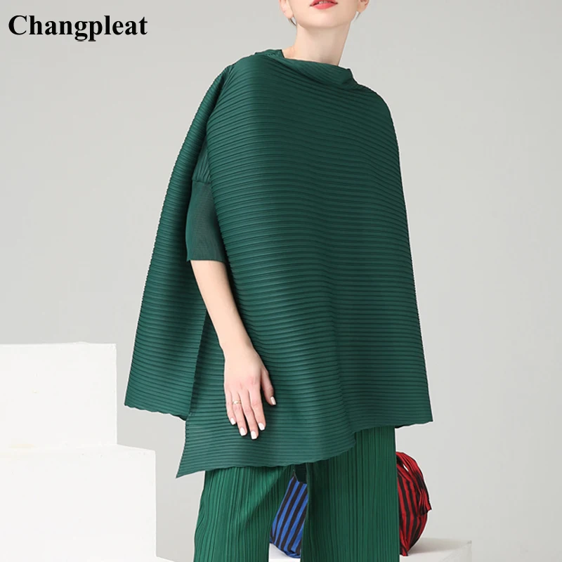 Changpleat 2019 spring loose irregular Women T-shirt Tops Miyak Pleated Fashion Stand Collar Batwing Sleeve Large Size T-shirts
Changpleat 2019 spring loose irregular Women T-shirt Tops Miyak Pleated Fashion Stand Collar Batwing Sleeve Large Size T-shirts