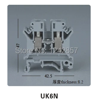 UK6N, UK Series universal terminal blocks/connection terminal suit G type and TH type guide rail, type: UK-6N
UK6N, UK Series universal terminal blocks/connection terminal suit G type and TH type guide rail, type: UK-6N