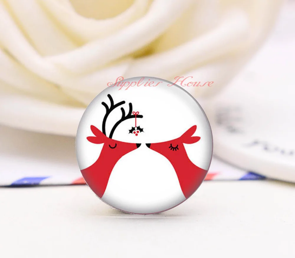 Handmade Round Deer photo glass Cabochons, Jewelry Finding Cameo Pendant Settings, (F008-437)