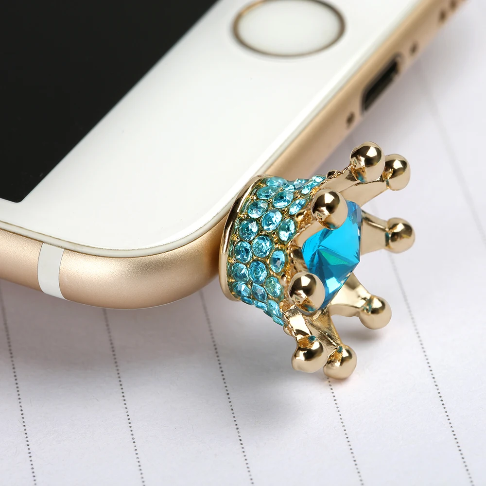3.5mm Earphone Jack Crystal Rhinestones Cellphone Charms Audio Headphone Anti Crown Dust Plug Phone 3.5 AUX port Stopper | Мобильные