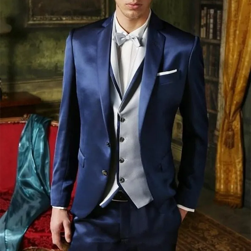 2017 Groom Tuxedo Shiny Navy Blue Groomsmen Notch Lapel Wedding Dinner Suits Best Man Bridegroom suit (Jacket+Pants+Tie+Vest)
2017 Groom Tuxedo Shiny Navy Blue Groomsmen Notch Lapel Wedding Dinner Suits Best Man Bridegroom suit (Jacket+Pants+Tie+Vest)