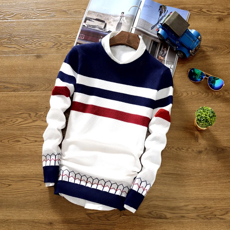 COO 2021 осенний свитер мужской в полоску с круглым вырезом для подростков | Мужская