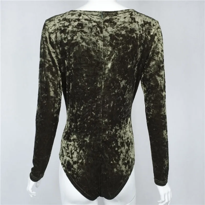 Hot fashion autumn Women Velvet Bodycon Bandage Bodysuit Clubwear long sleeve deep v-neck zipper solid skinny bodysuits 
Hot fashion autumn Women Velvet Bodycon Bandage Bodysuit Clubwear long sleeve deep v-neck zipper solid skinny bodysuits