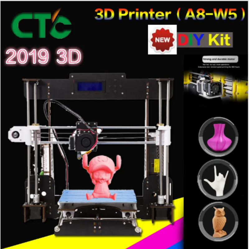 3D принтер CTC A8 2020 г. высокоточный настольный Prusa i3 набор сделай сам с ЖК экраном