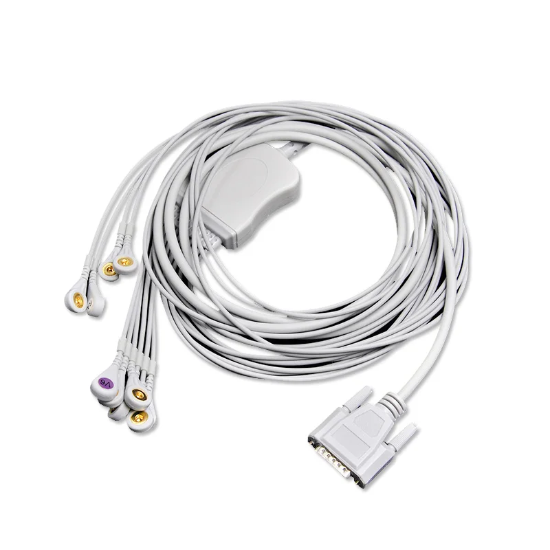 

Compatible For Nihon Kohden ECG-1250,ECG-1350 ECG EKG Cable With Leadwires 10 Leads Medical ECG Cable 4.0 Snap End AHA,TPU