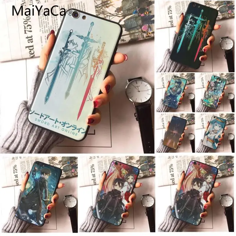 Меч искусство онлайн DIY окрашенный красивый телефон для iphone 8 8plus 7 7plus 6 6plus 5 5s SE X XS XR