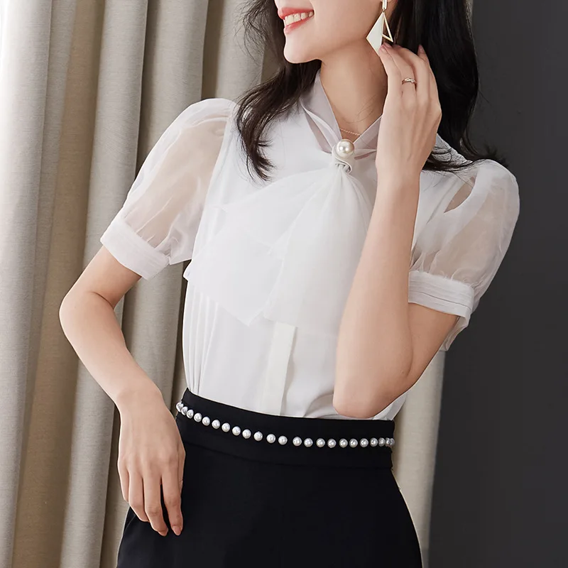 New 2019 Fashion Lady Korean Plus Size Summer Bowknot Short Sleeves White Chiffon Loose Pearl Womens Tops And Blouses
New 2019 Fashion Lady Korean Plus Size Summer Bowknot Short Sleeves White Chiffon Loose Pearl Womens Tops And Blouses