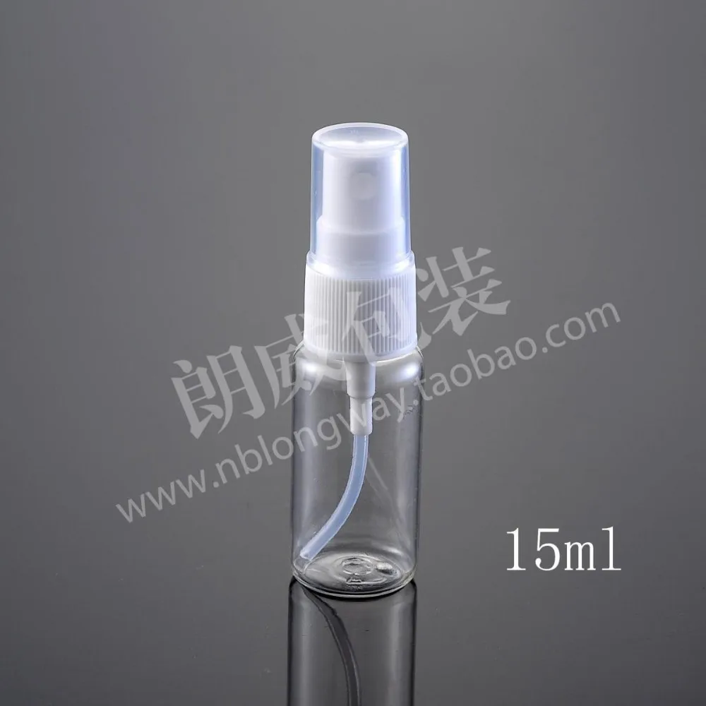 100 шт./LOT-15ML бутылку спрей ясно Пластик Косметические контейнер с туманом форсунки