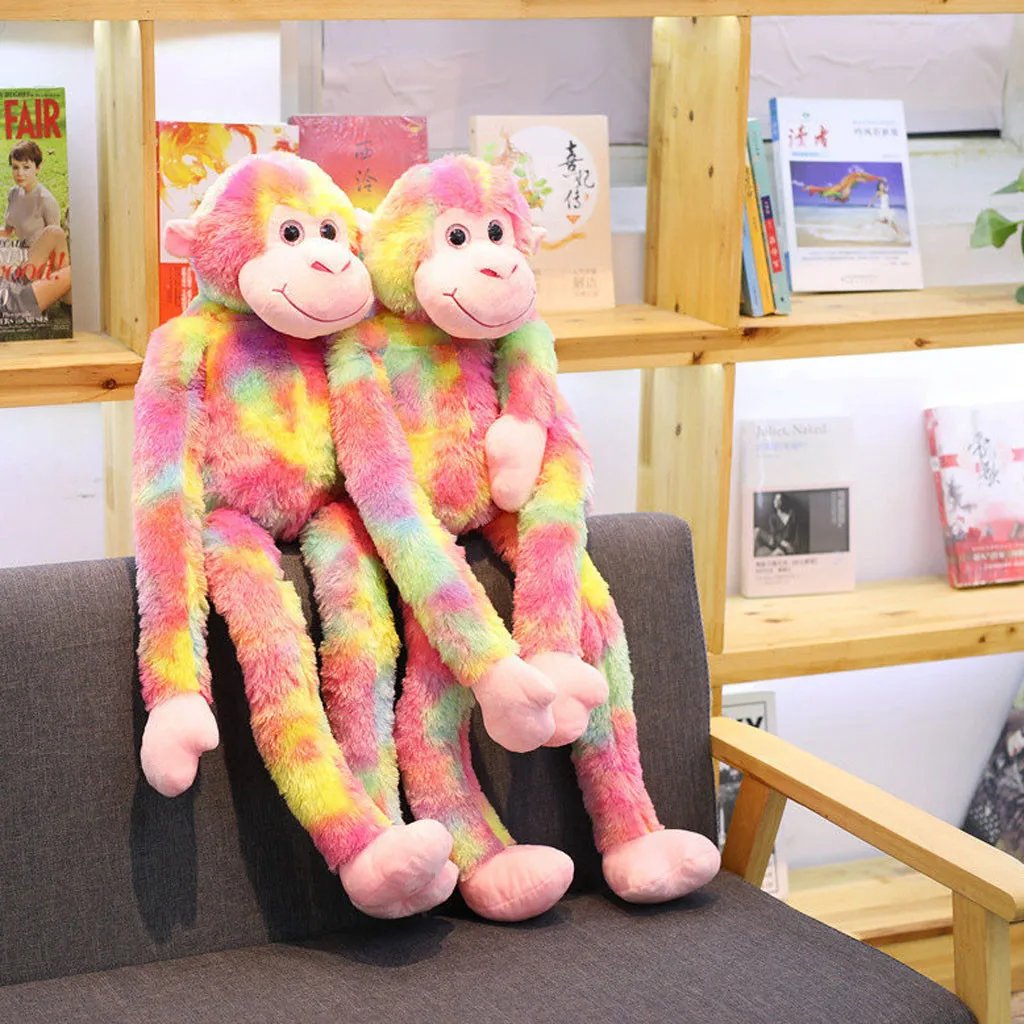 80CM Kawaii Long Arm Tail Rainbow Monkey Stuffed Doll Plush Toys Curtains Baby Sleeping Appease Animal Kids Birthday Gifts | Игрушки и