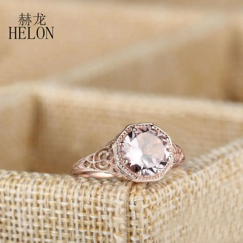 HELON Solid 14K Rose Gold Certified Round 8mm Natural Morganite Ring Women Engagement Wedding Art Nouveau Unique Fine Jewelry
HELON Solid 14K Rose Gold Certified Round 8mm Natural Morganite Ring Women Engagement Wedding Art Nouveau Unique Fine Jewelry