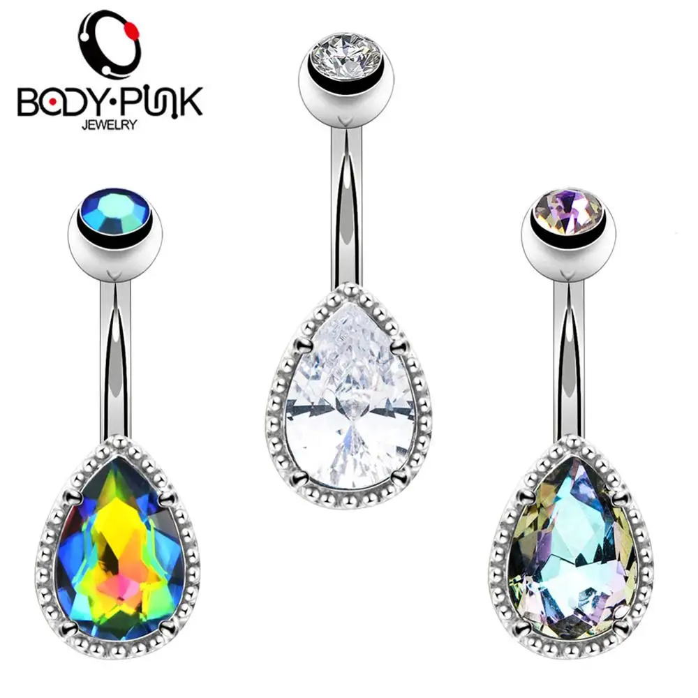 BODY PUNK 14G Belly Button Rings Piercings 316L Surgical Steer Tear Drop CZ Gem Navelpiercing Rings Belly Jewelry Nombril Women
BODY PUNK 14G Belly Button Rings Piercings 316L Surgical Steer Tear Drop CZ Gem Navelpiercing Rings Belly Jewelry Nombril Women