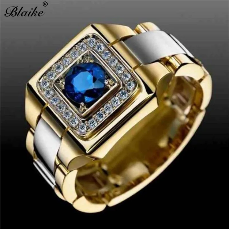 Blaike Изысканные Позолоченные двухцветные кольца для мужчин и женщин модное