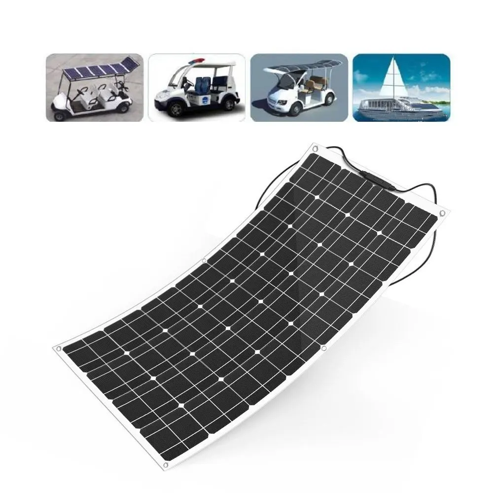 100 Вт Гибкая солнечная панель с 1 м модульным кабелем для автомобиля RV лодки дома