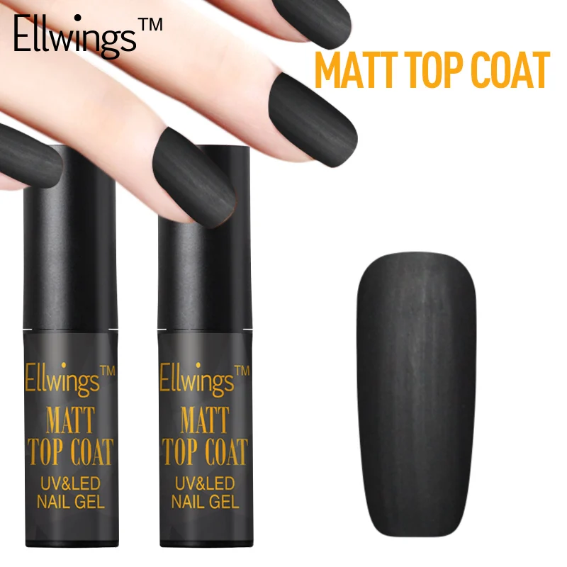 Ellwings 1 шт. Новое поступление матовое верхнее покрытие Гель лак для ногтей Дизайн