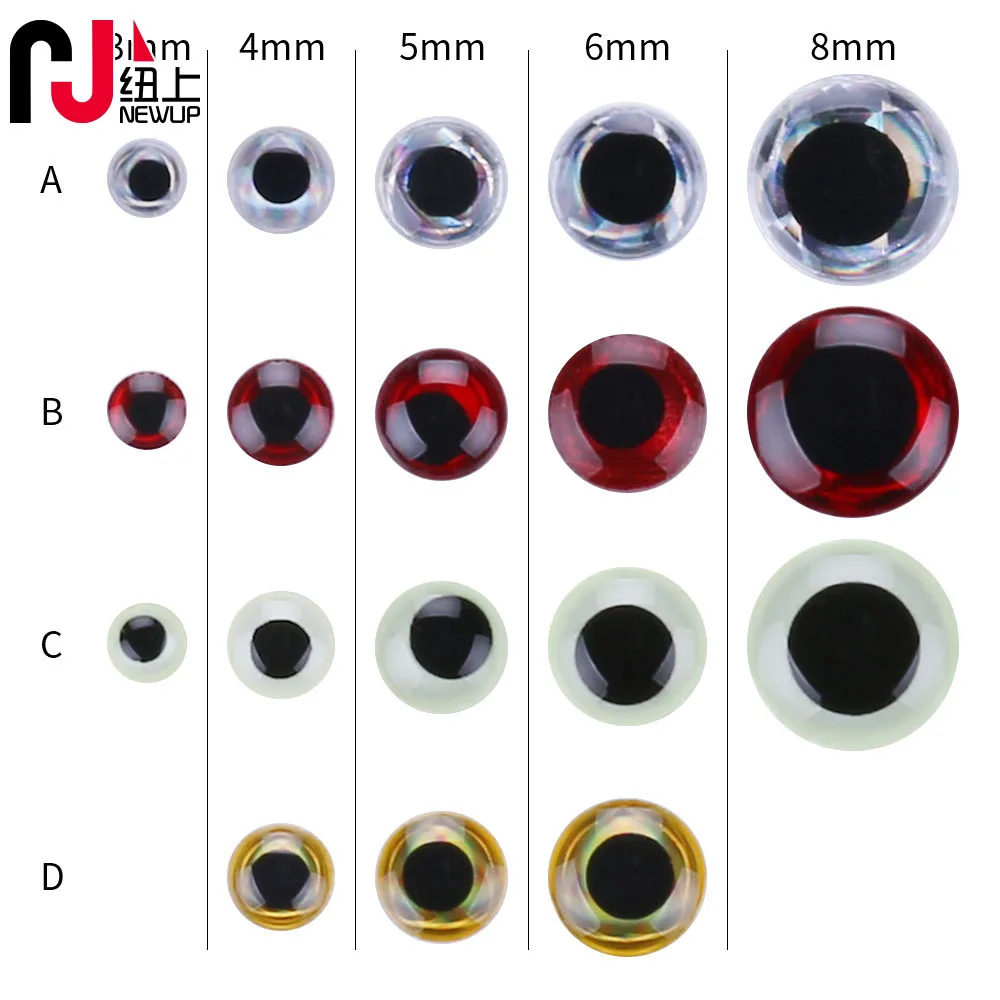 NEWUP Fishing Lure Eyes 3D Simulation Fly Fishing Crankbait Minnow Artificial Fish Eyes 3mm/4mm/5mm/6mm/8mm For Fishing tackle
NEWUP Fishing Lure Eyes 3D Simulation Fly Fishing Crankbait Minnow Artificial Fish Eyes 3mm/4mm/5mm/6mm/8mm For Fishing tackle