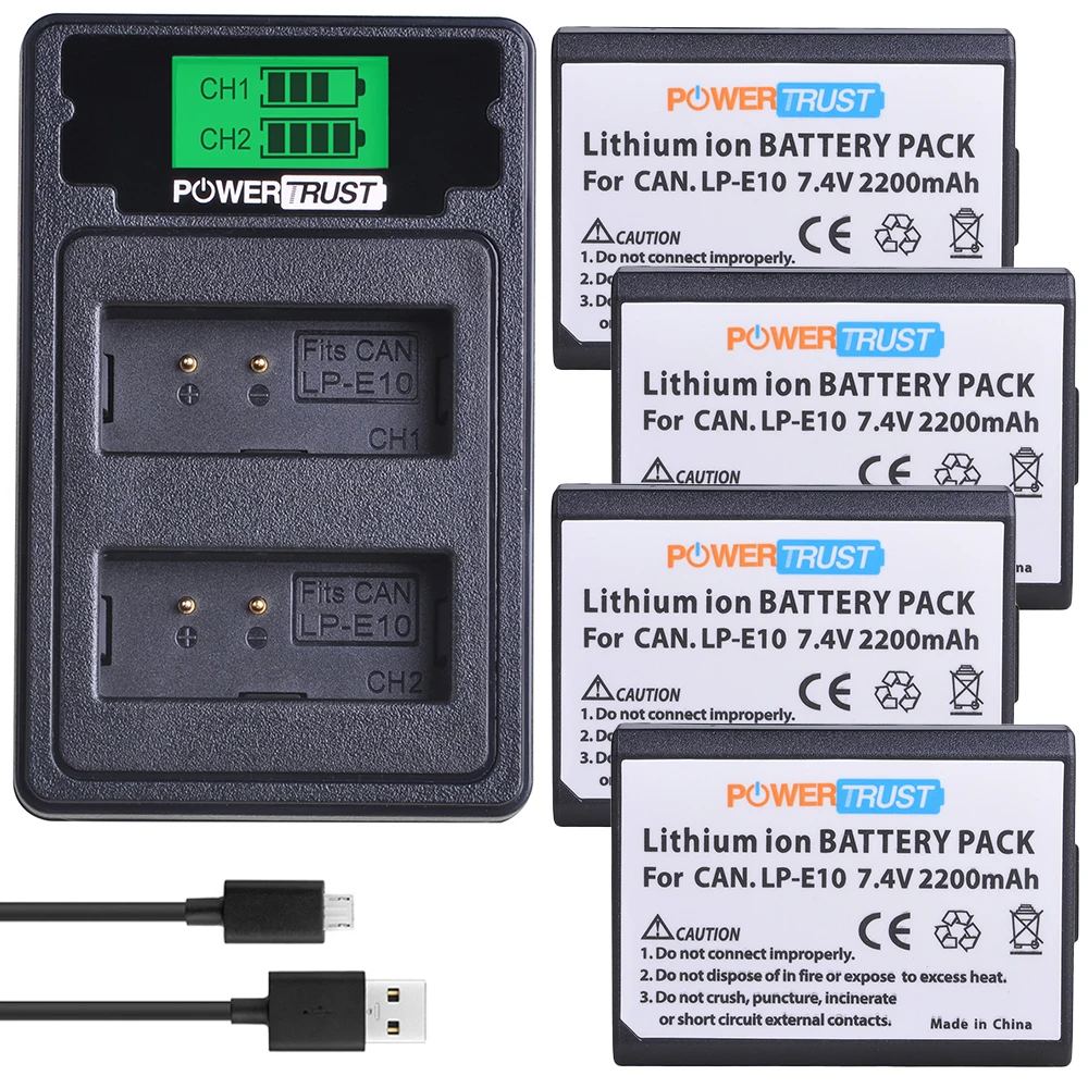 4Pc LP-E10 LP E10 LPE10 Battery akku +LCD USB Dual Charger with Type C Port for Canon EOS 1100D 1200D Kiss X50 X70 Rebel T3 T5
4Pc LP-E10 LP E10 LPE10 Battery akku +LCD USB Dual Charger with Type C Port for Canon EOS 1100D 1200D Kiss X50 X70 Rebel T3 T5