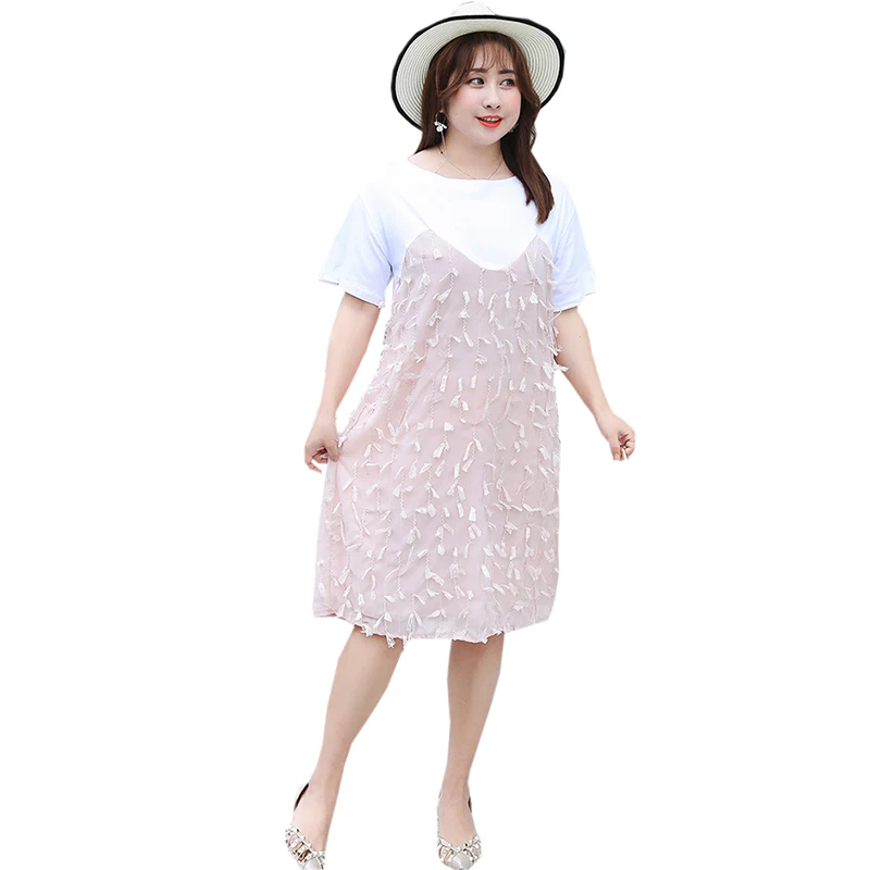 Plus Size Women Chiffon Patchwork Dresses Summer Short Sleeve O-neck Loose Vestidos Ladies Oversized Knee Length Dress RE0637
Plus Size Women Chiffon Patchwork Dresses Summer Short Sleeve O-neck Loose Vestidos Ladies Oversized Knee Length Dress RE0637