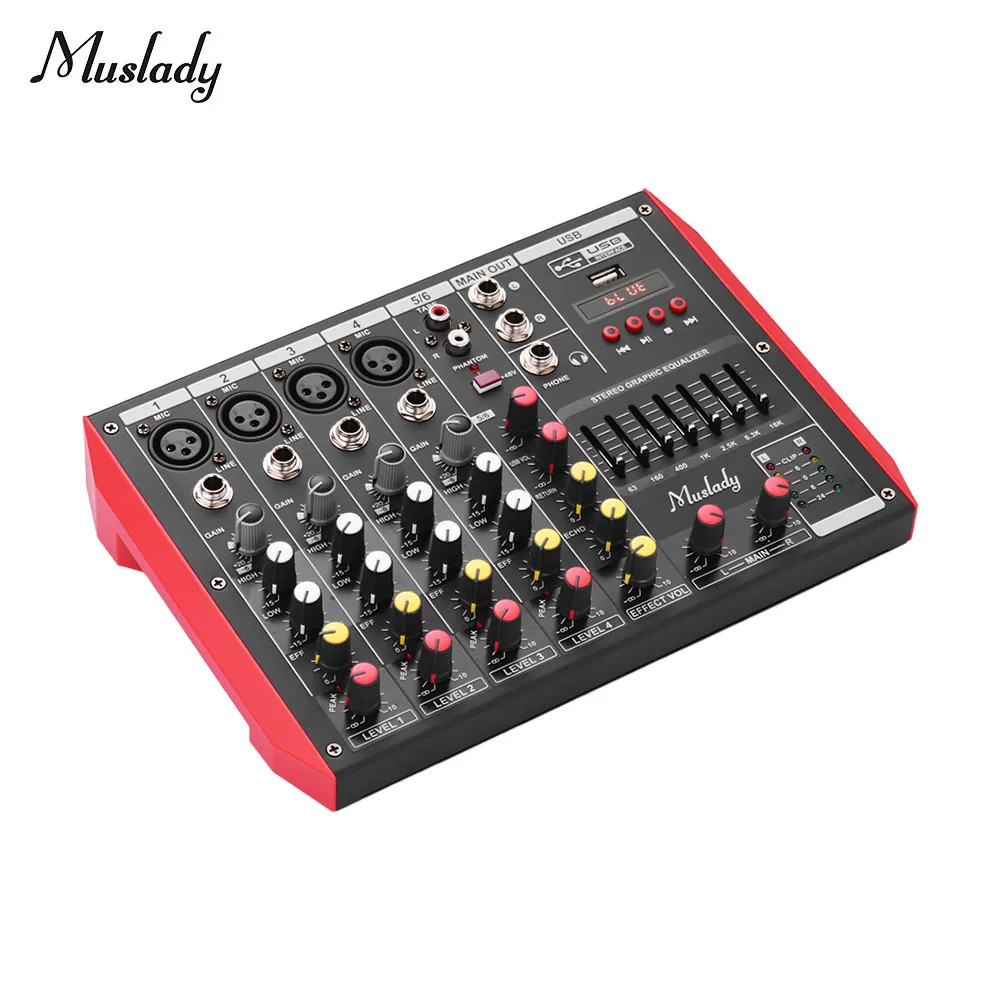 Портативный 6-канальный микшер Muslady D6, микшер, 7-полосный EQ встроенный 48 В фантомное питание, поддержка BT соединения, USB Микшер, аудио
Портативный 6-канальный микшер Muslady D6, микшер, 7-полосный EQ встроенный 48 В фантомное питание, поддержка BT соединения, USB Микшер, аудио