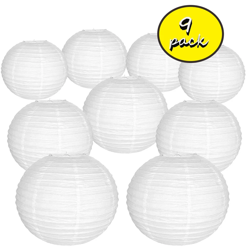 9 Pcs/set 10"~14" Big White Chinese Japanese Paper Lantern Assorted Sizes Round lampion Wedding Babyshower Party Hanging Decor
9 Pcs/set 10"~14" Big White Chinese Japanese Paper Lantern Assorted Sizes Round lampion Wedding Babyshower Party Hanging Decor