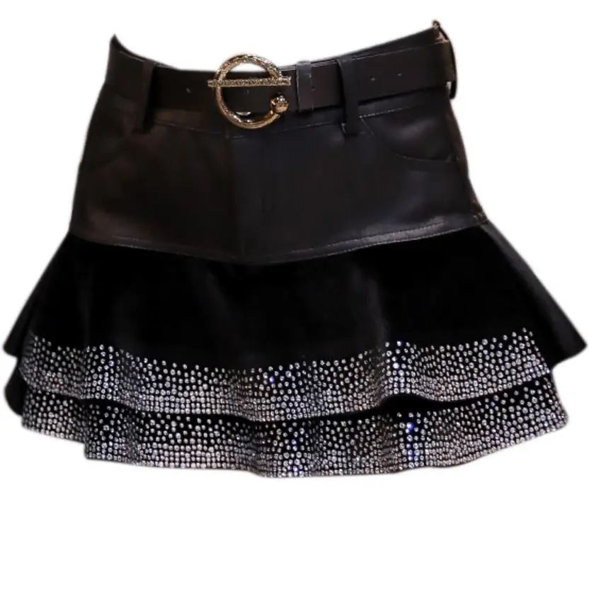Pu leather mini skirt women 2022 winter diamond high waist horse hair stitching ball gown skirt
Pu leather mini skirt women 2022 winter diamond high waist horse hair stitching ball gown skirt