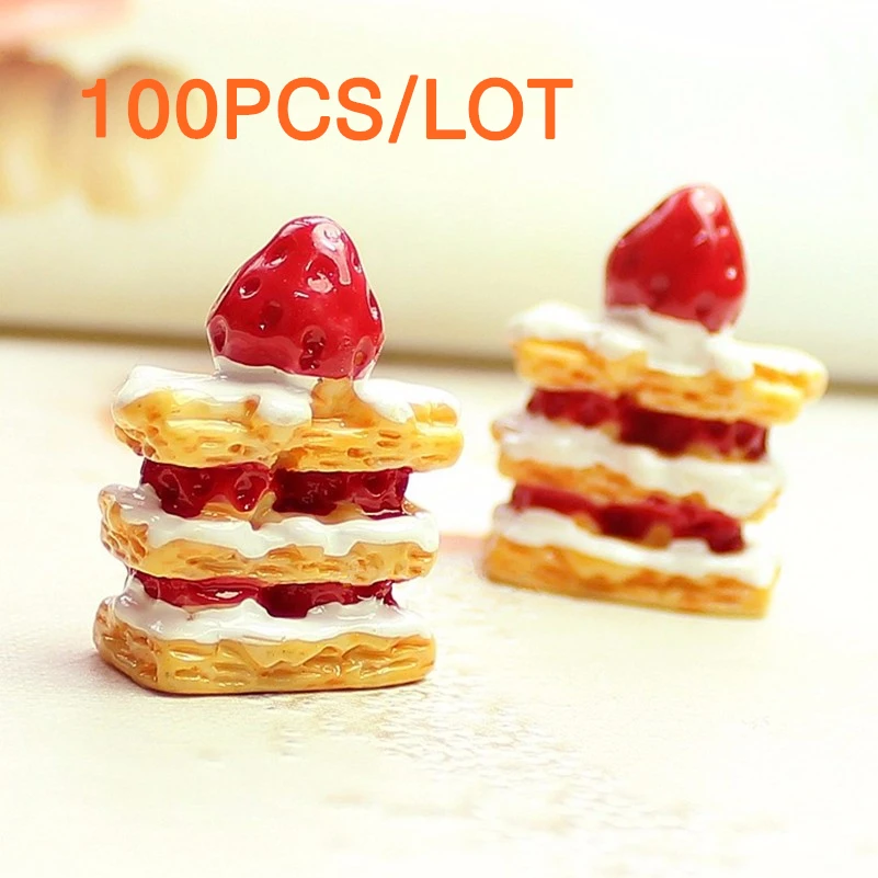 Tanduzi оптовая продажа 100 шт полимерный Клубничный пирог 3 слоя клубника Mille-feuille