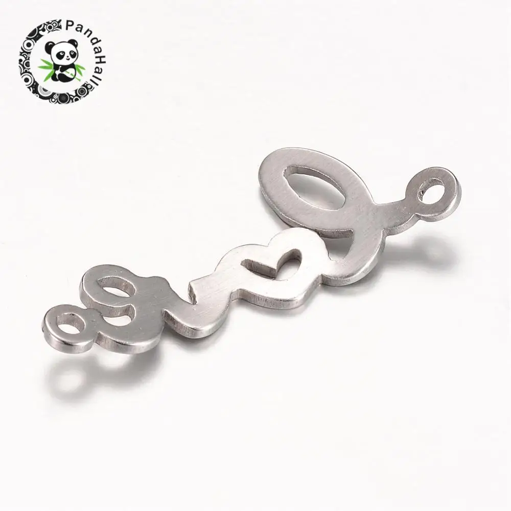 201 Stainless Steel Links, Word Love, Stainless Steel Color, 29x11x1mm, Hole: 1.5mm
201 Stainless Steel Links, Word Love, Stainless Steel Color, 29x11x1mm, Hole: 1.5mm