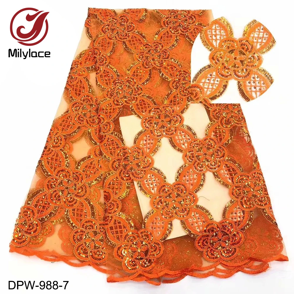 Milylace fashion design French lace fabric with sequins 5 yards African embroidery tulle lace fabric for party dresses DPW-988
Milylace fashion design French lace fabric with sequins 5 yards African embroidery tulle lace fabric for party dresses DPW-988