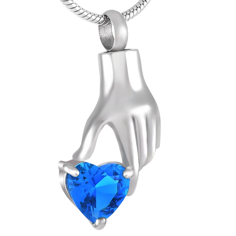 IJD9231 Stainless Steel Hand Hold White/Blue/Red Zircon Memorial Urn Necklace Keepsake Pendant ashes holders for cremation
IJD9231 Stainless Steel Hand Hold White/Blue/Red Zircon Memorial Urn Necklace Keepsake Pendant ashes holders for cremation